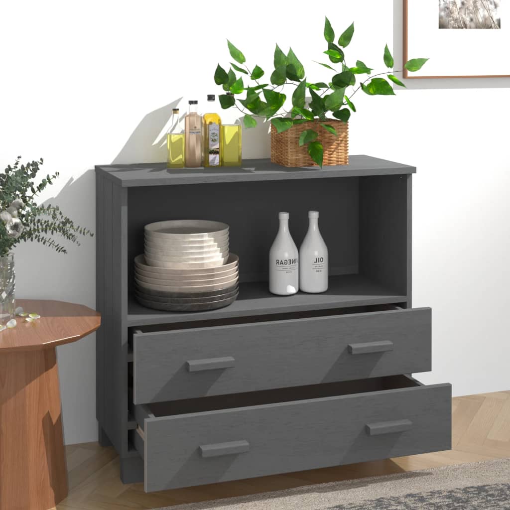 Sideboard HAMAR Dark Grey 85x35x80 cm Solid Wood Pine