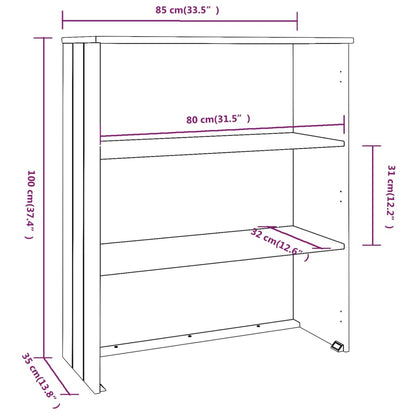 Top for Highboard HAMAR White 85x35x100 cm Solid Wood Pine