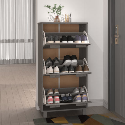 Shoe Cabinet HAMAR Light Grey 59.5x35x117 cm Solid Wood Pine