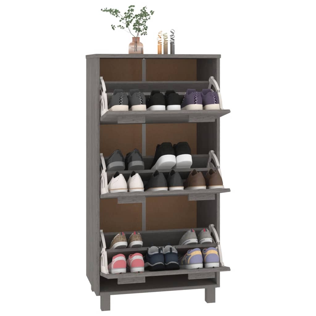 Shoe Cabinet HAMAR Light Grey 59.5x35x117 cm Solid Wood Pine