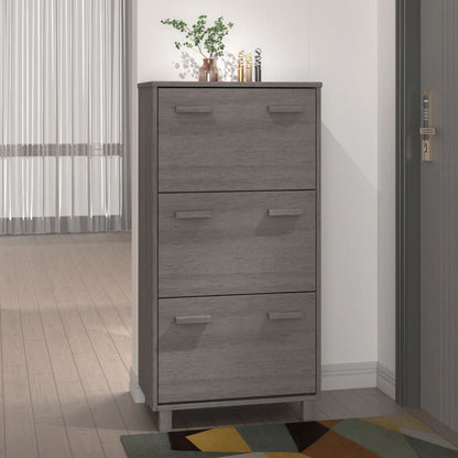 Shoe Cabinet HAMAR Light Grey 59.5x35x117 cm Solid Wood Pine