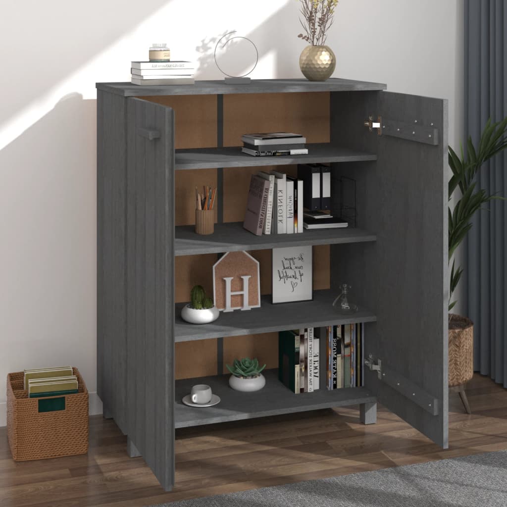 Shoe Cabinet HAMAR Dark Grey 85x40x108 cm Solid Wood Pine