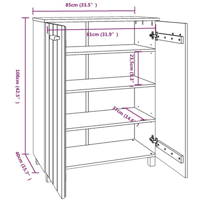 Shoe Cabinet HAMAR Dark Grey 85x40x108 cm Solid Wood Pine