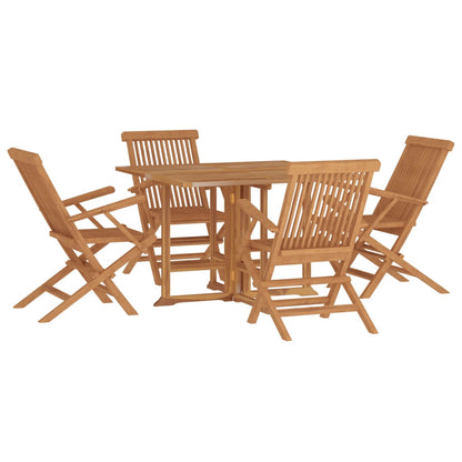 5 Piece Folding Outdoor Dining Set Solid Wood Teak