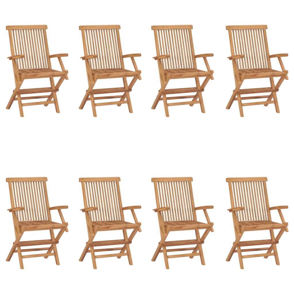 Folding Garden Chairs 8 pcs Solid Teak Wood