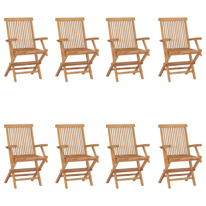 Folding Garden Chairs 8 pcs Solid Teak Wood