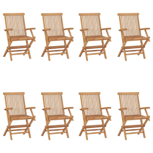 Folding Garden Chairs 8 pcs Solid Teak Wood