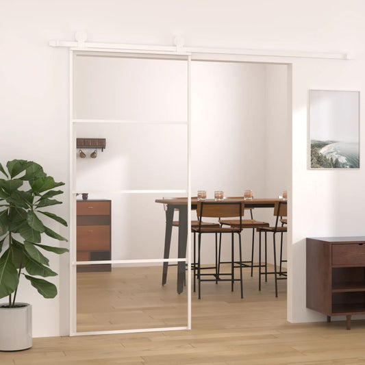 Sliding Door ESG Glass and Aluminium 90x205 cm White