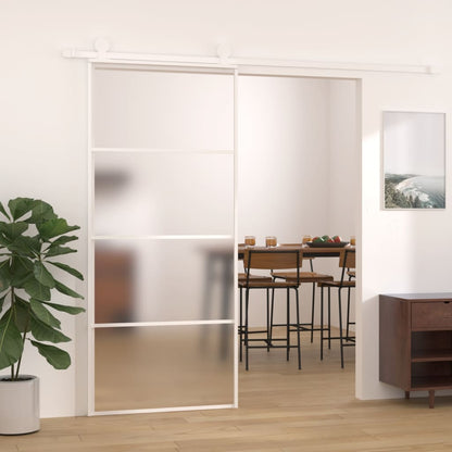 Sliding Door Frosted ESG Glass and Aluminium 90x205 cm White