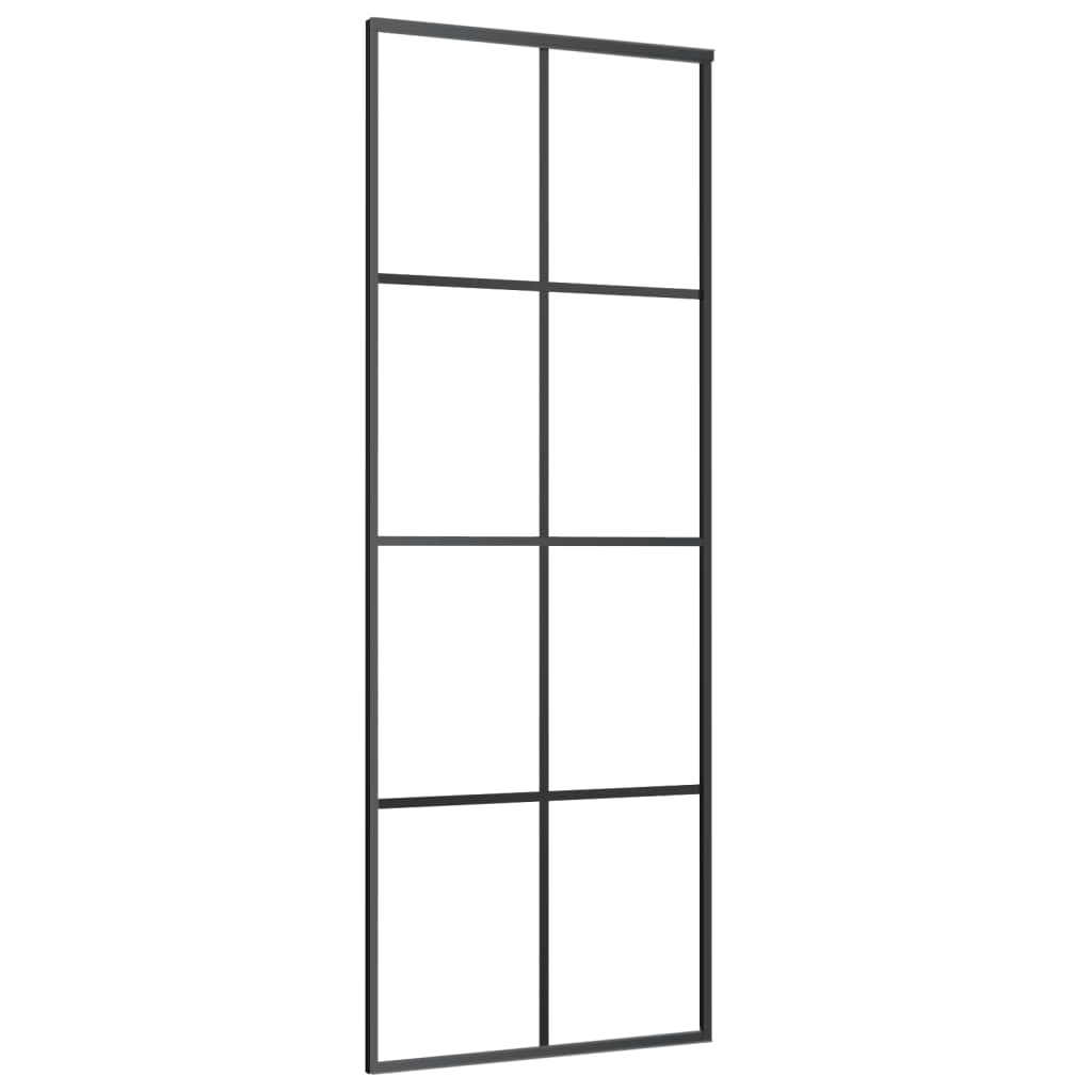 Sliding Door Black 76x205 cm ESG Glass and Aluminium