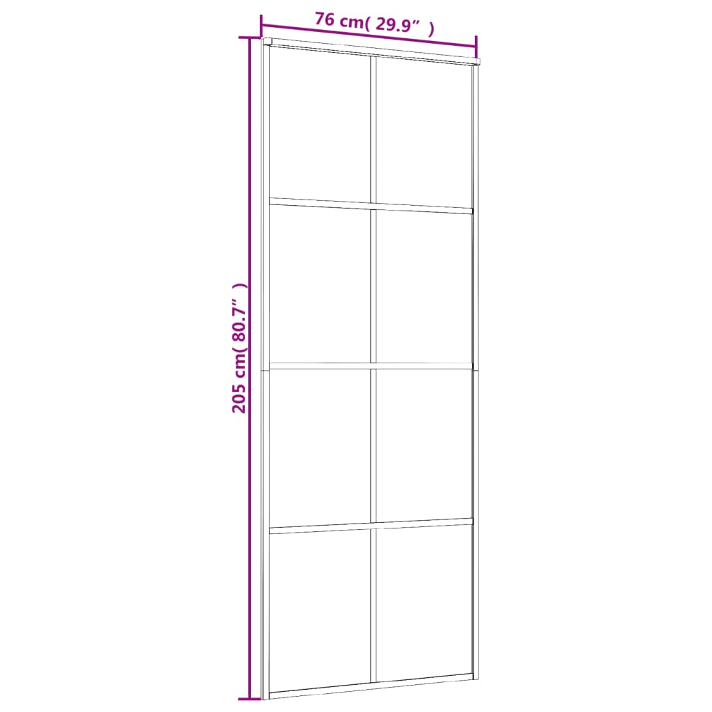 Sliding Door Black 76x205 cm ESG Glass and Aluminium