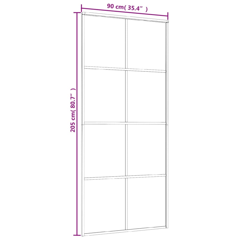 Sliding Door Black 90x205 cm ESG Glass and Aluminium