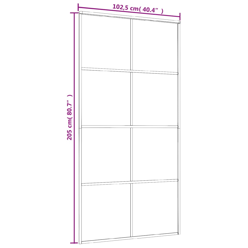 Sliding Door Black 102.5x205 cm ESG Glass and Aluminium