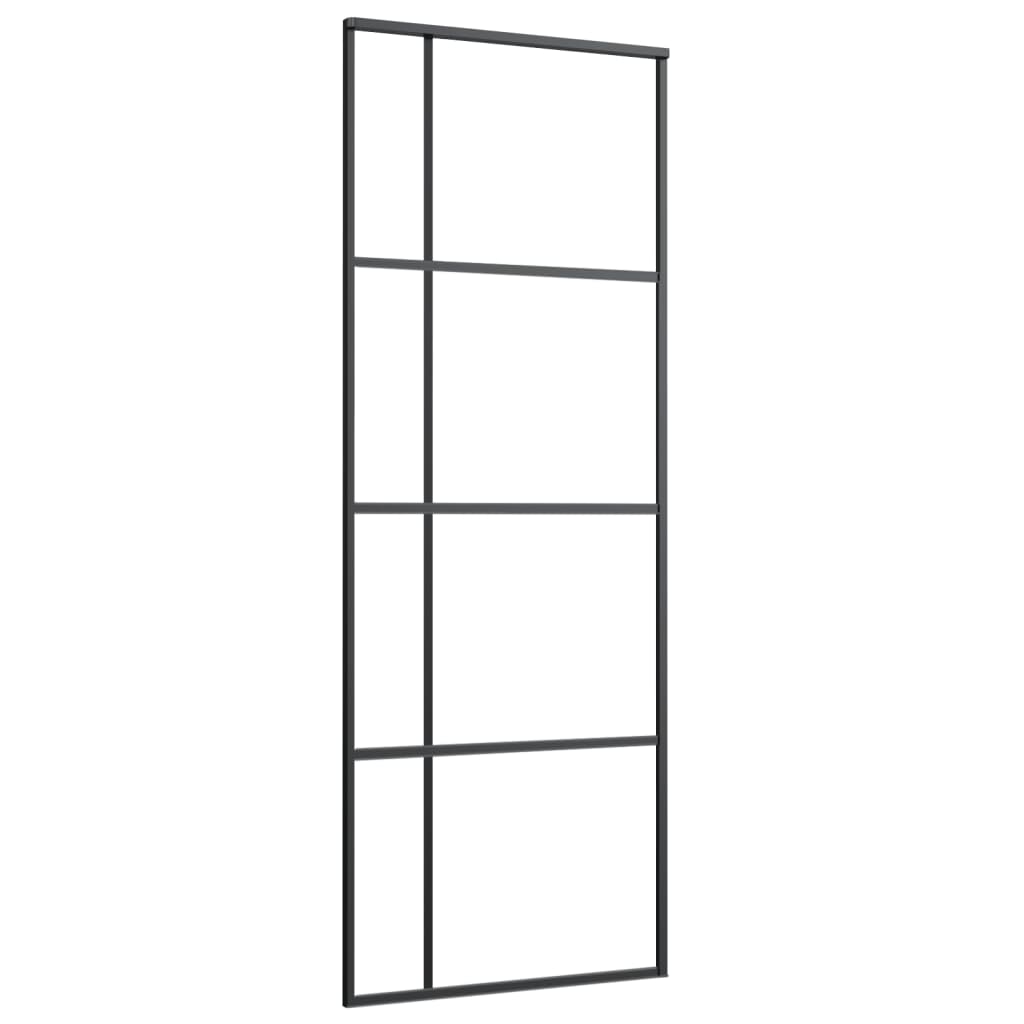 Sliding Door ESG Glass and Aluminium 76x205 cm Black