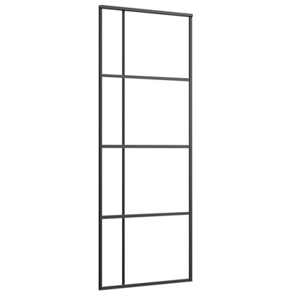 Sliding Door ESG Glass and Aluminium 76x205 cm Black