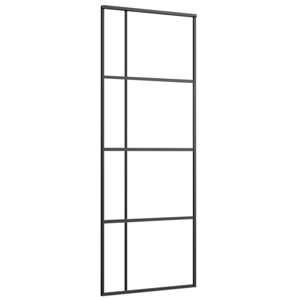 Sliding Door Frosted ESG Glass and Aluminium 76x205 cm Black