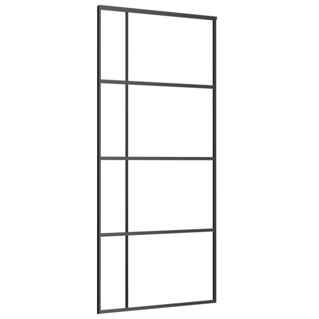 Sliding Door ESG Glass and Aluminium 90x205 cm Black