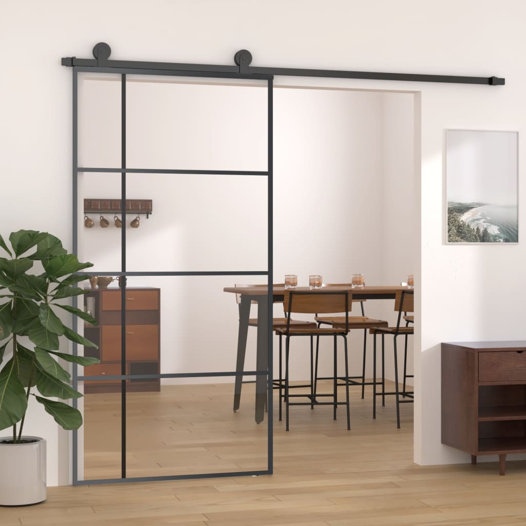 Sliding Door ESG Glass and Aluminium 102.5x205 cm Black