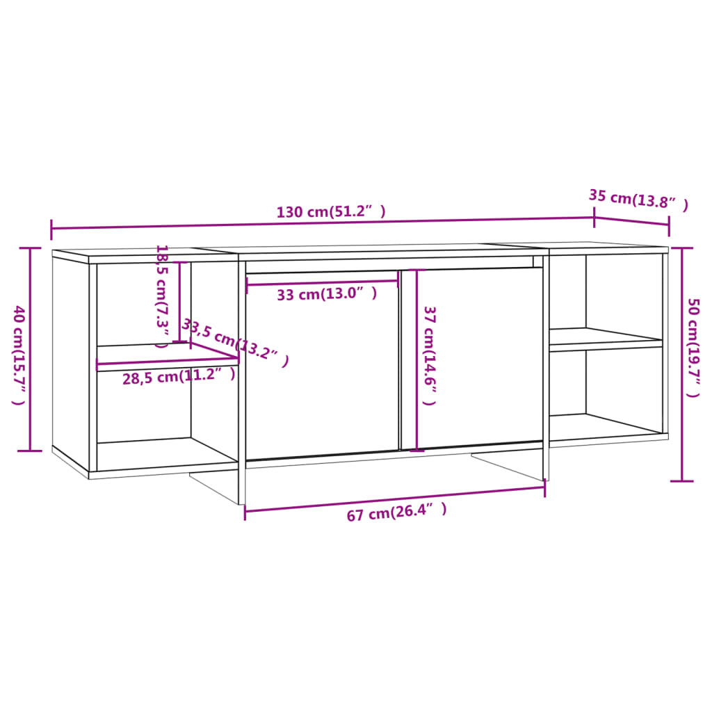 TV Cabinet Sonoma Oak 130x35x50 cm Engineered Wood