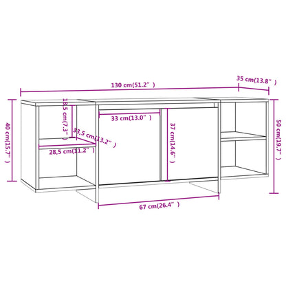 TV Cabinet Sonoma Oak 130x35x50 cm Engineered Wood