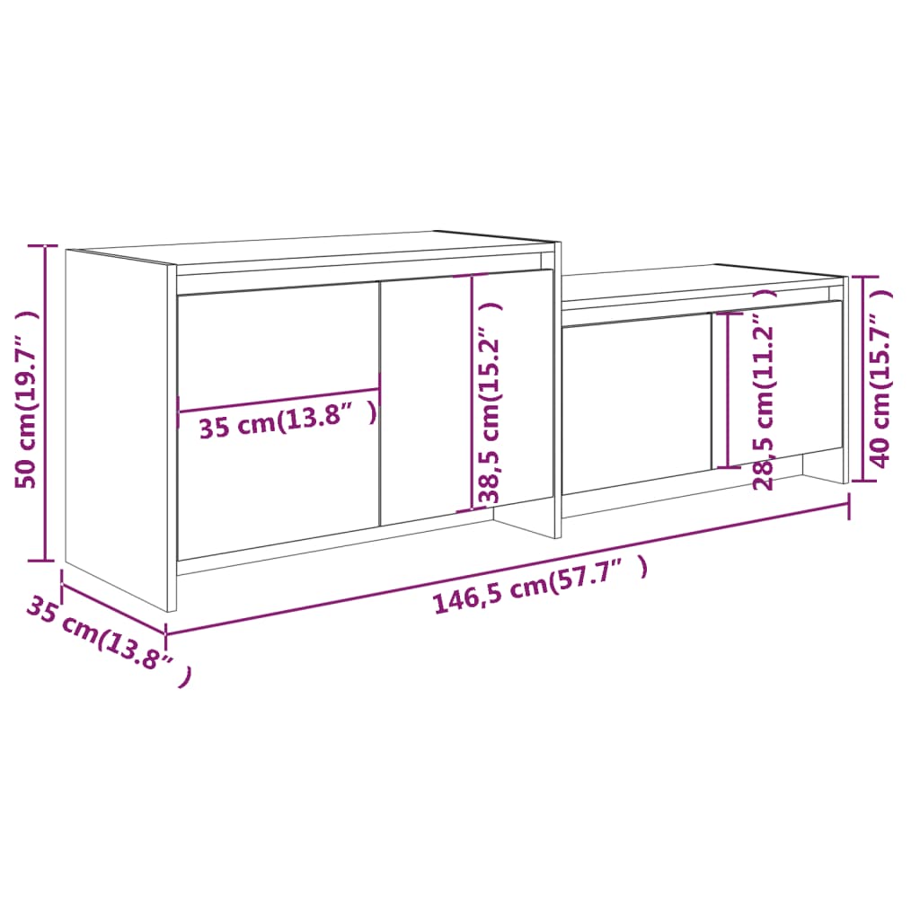 TV Cabinet White 146.5x35x50 cm Engineered Wood