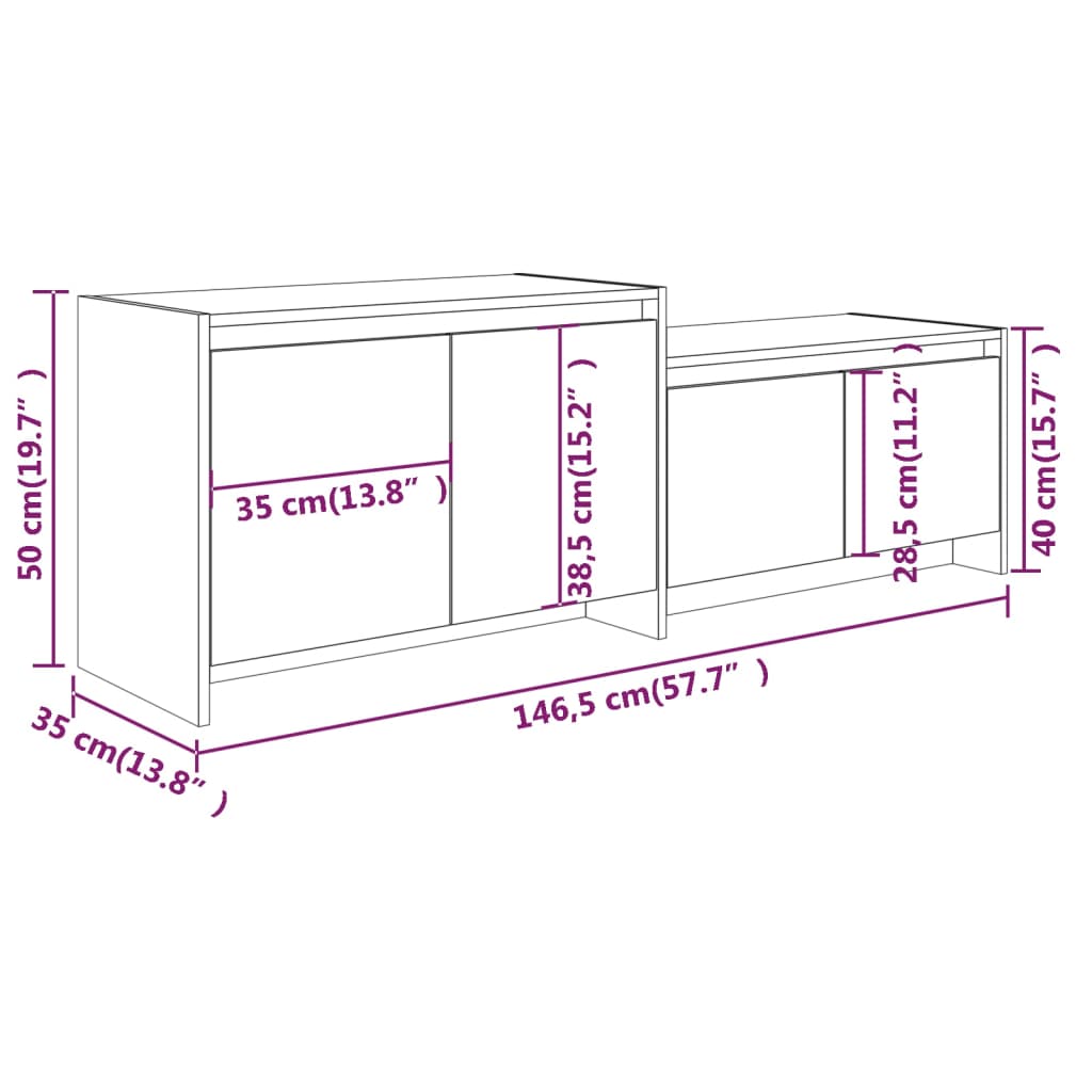 TV Cabinet Sonoma Oak 146.5x35x50 cm Engineered Wood