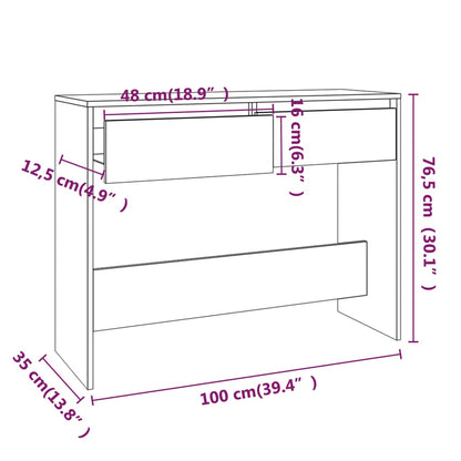 Console Table White 100x35x76.5 cm Engineered Wood