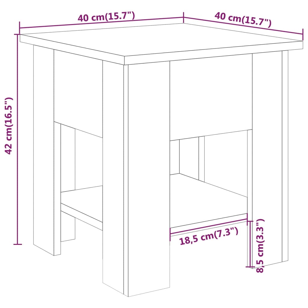 Coffee Table Concrete Grey 40x40x42 cm Engineered Wood