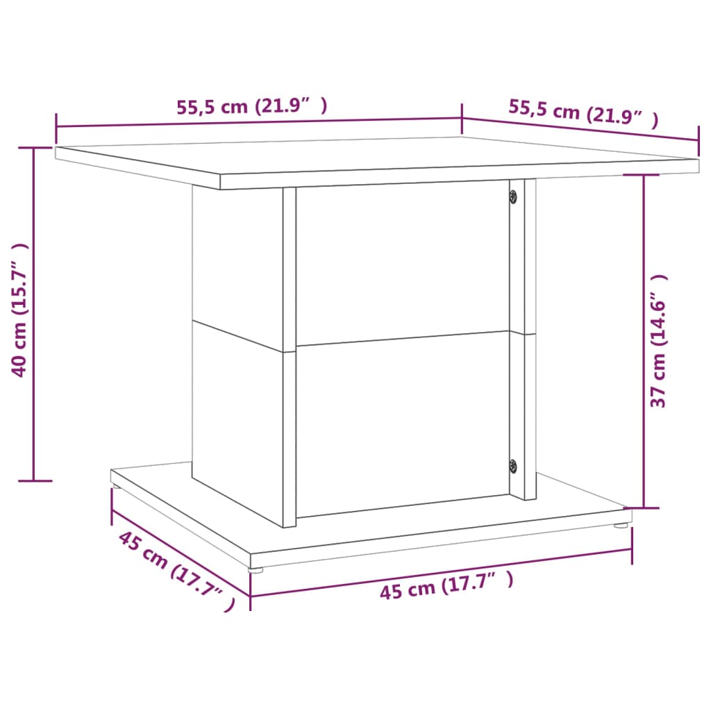 Coffee Table Black 55.5x55.5x40 cm Engineered Wood