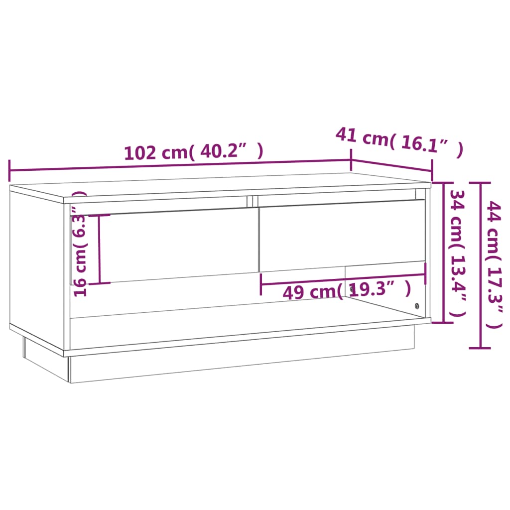 TV Cabinet Grey Sonoma 102x41x44 cm Engineered Wood