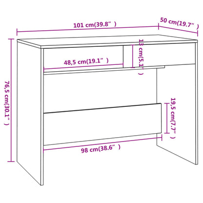 Desk Smoked Oak 101x50x76.5 cm Engineered Wood