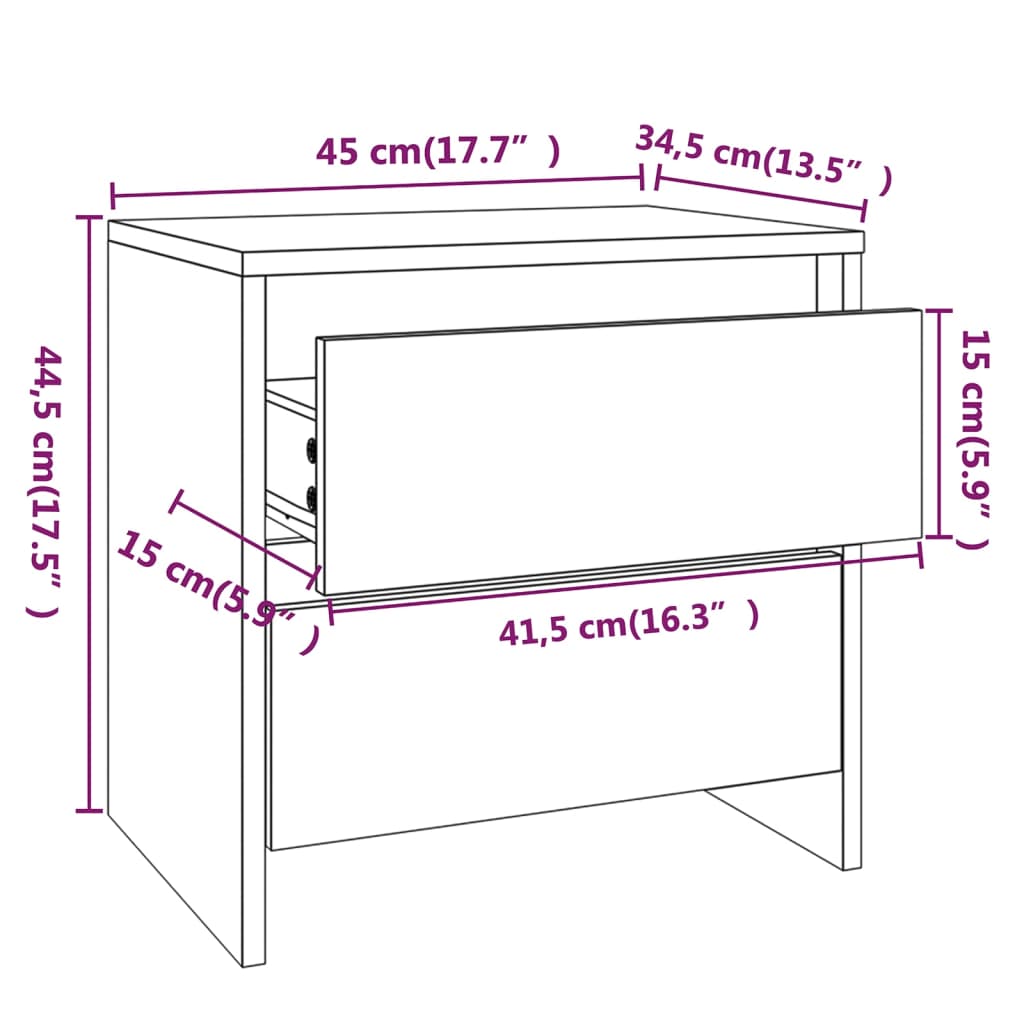 Bedside Cabinets 2 pcs Smoked Oak 45x34.5x44.5 cm Engineered Wood