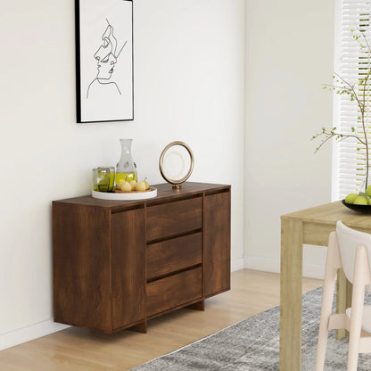 Sideboard with 3 Drawers Brown Oak 120x41x75 cm Engineered Wood