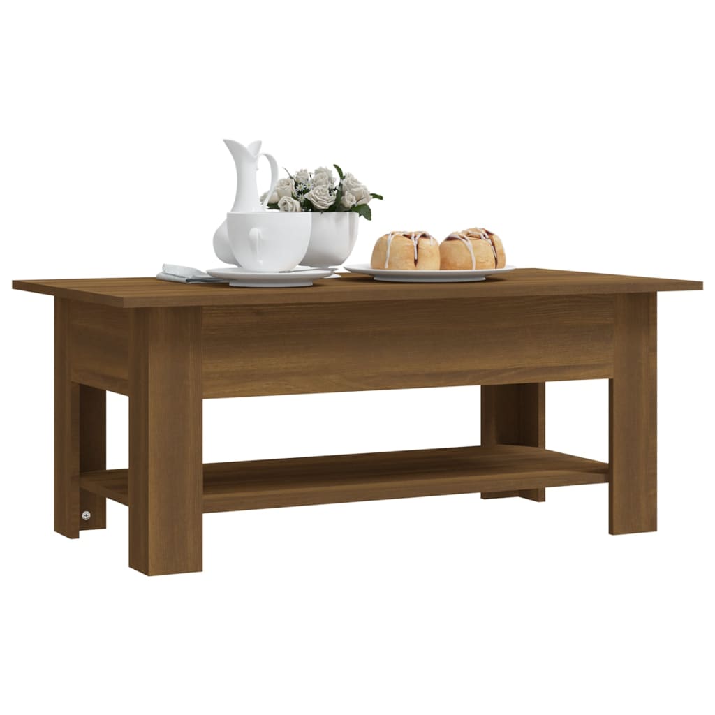 Coffee Table Brown Oak 102x55x42 cm Engineered Wood