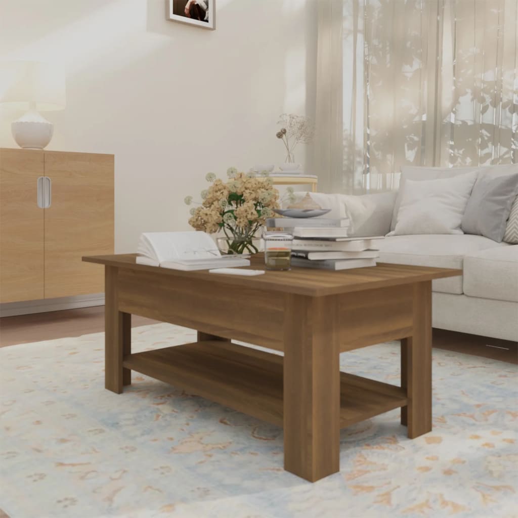 Coffee Table Brown Oak 102x55x42 cm Engineered Wood