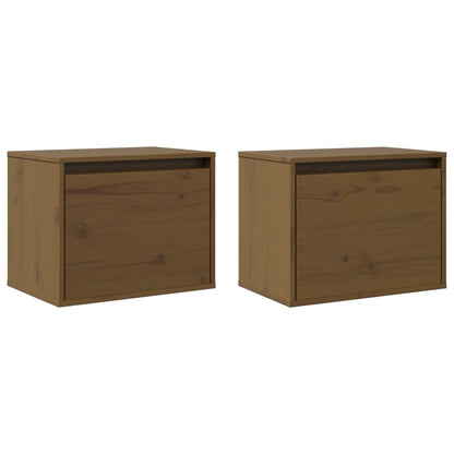 Wall Cabinets 2 pcs Honey Brown 45x30x35 cm Solid Pinewood