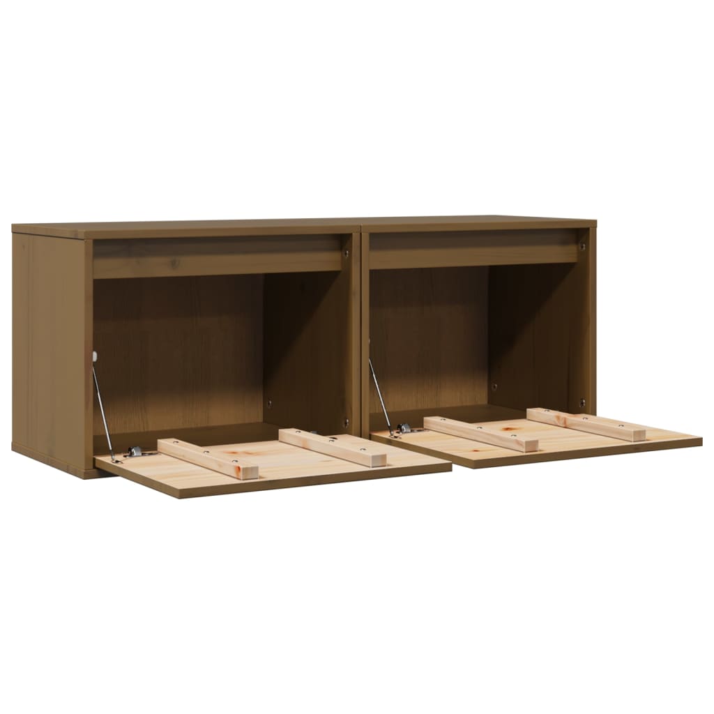 Wall Cabinets 2 pcs Honey Brown 45x30x35 cm Solid Pinewood