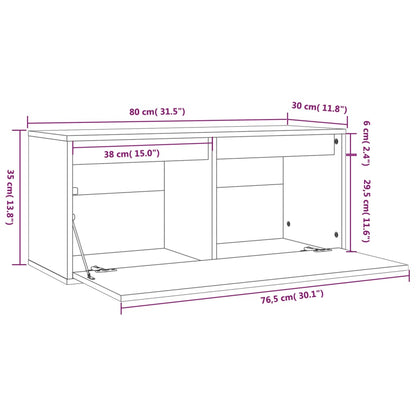 Wall Cabinet 80x30x35 cm Solid Wood Pine