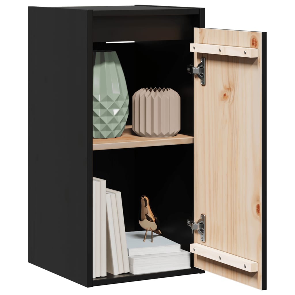 Wall Cabinet Black 30x30x60 cm Solid Wood Pine