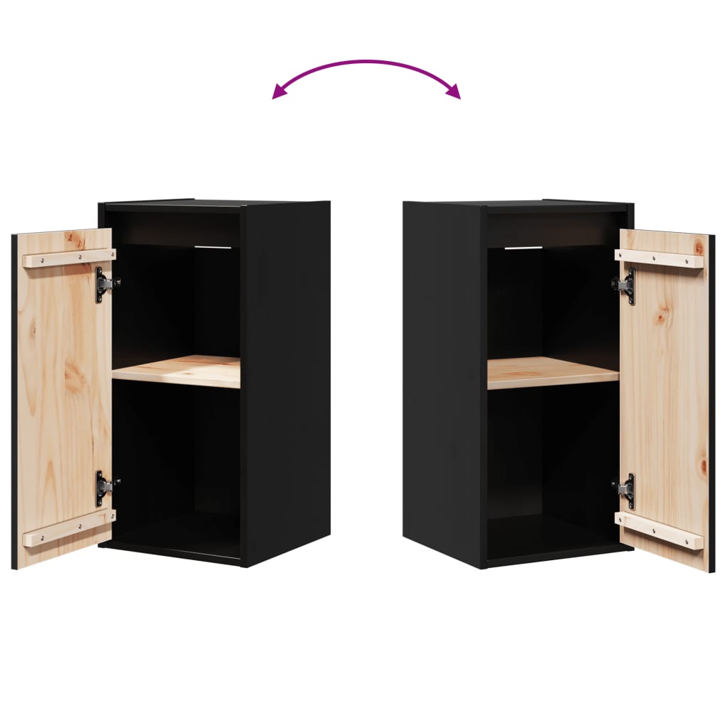 Wall Cabinet Black 30x30x60 cm Solid Wood Pine