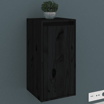 Wall Cabinets 2 pcs Black 30x30x60 cm Solid Wood Pine