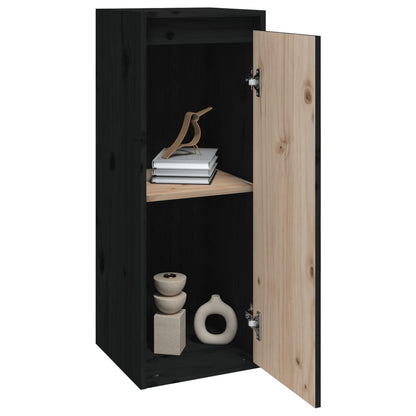 Wall Cabinet Black 30x30x80 cm Solid Wood Pine