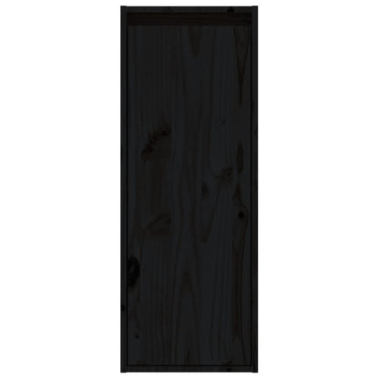 Wall Cabinet Black 30x30x80 cm Solid Wood Pine