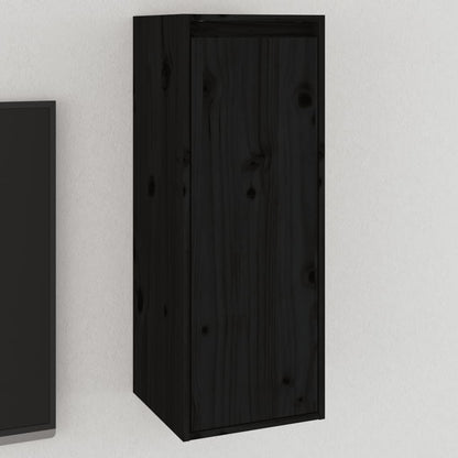 Wall Cabinet Black 30x30x80 cm Solid Wood Pine