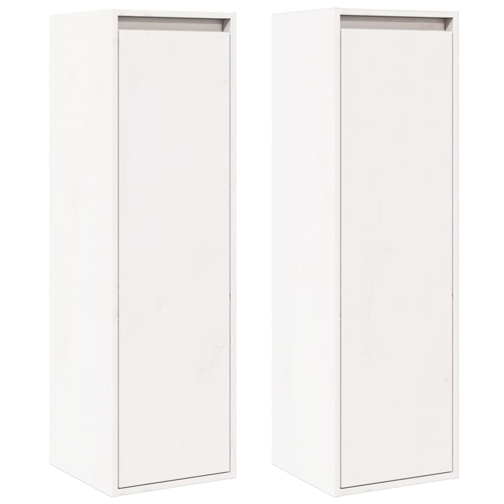 Wall Cabinets 2 pcs White 30x30x100 cm Solid Pinewood