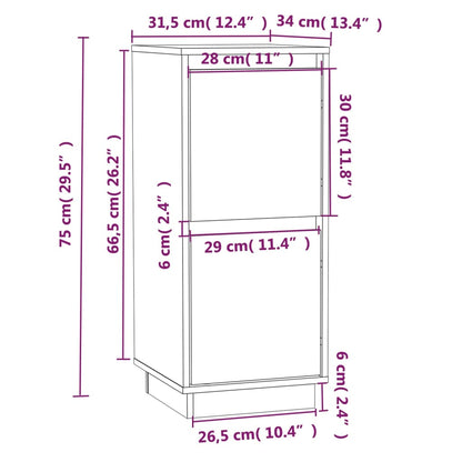 Sideboard White 31.5x34x75 cm Solid Wood Pine