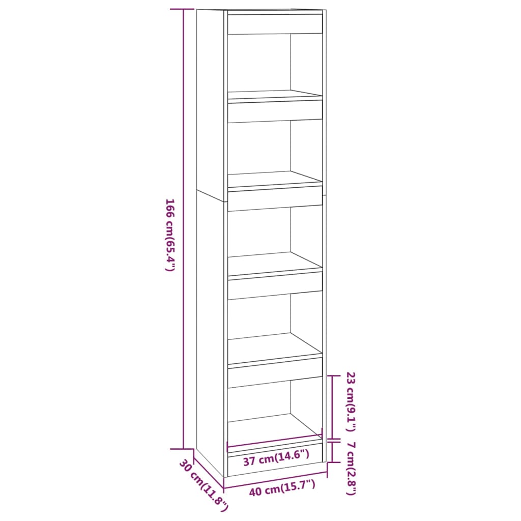 Book Cabinet/Room Divider Brown Oak 40x30x166 cm