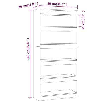 Book Cabinet/Room Divider Smoked Oak 80x30x166 cm Engineered Wood