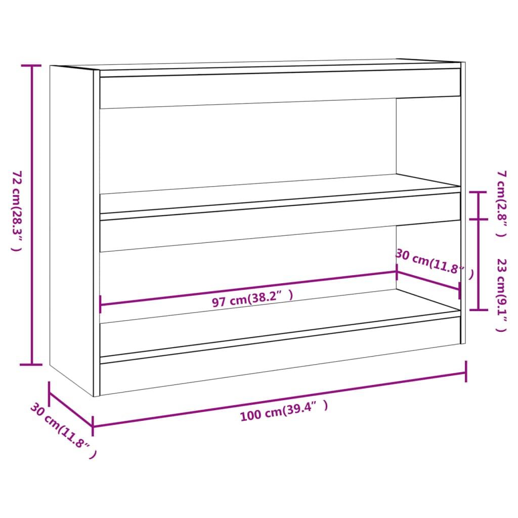 Book Cabinet/Room Divider Brown Oak 100x30x72 cm