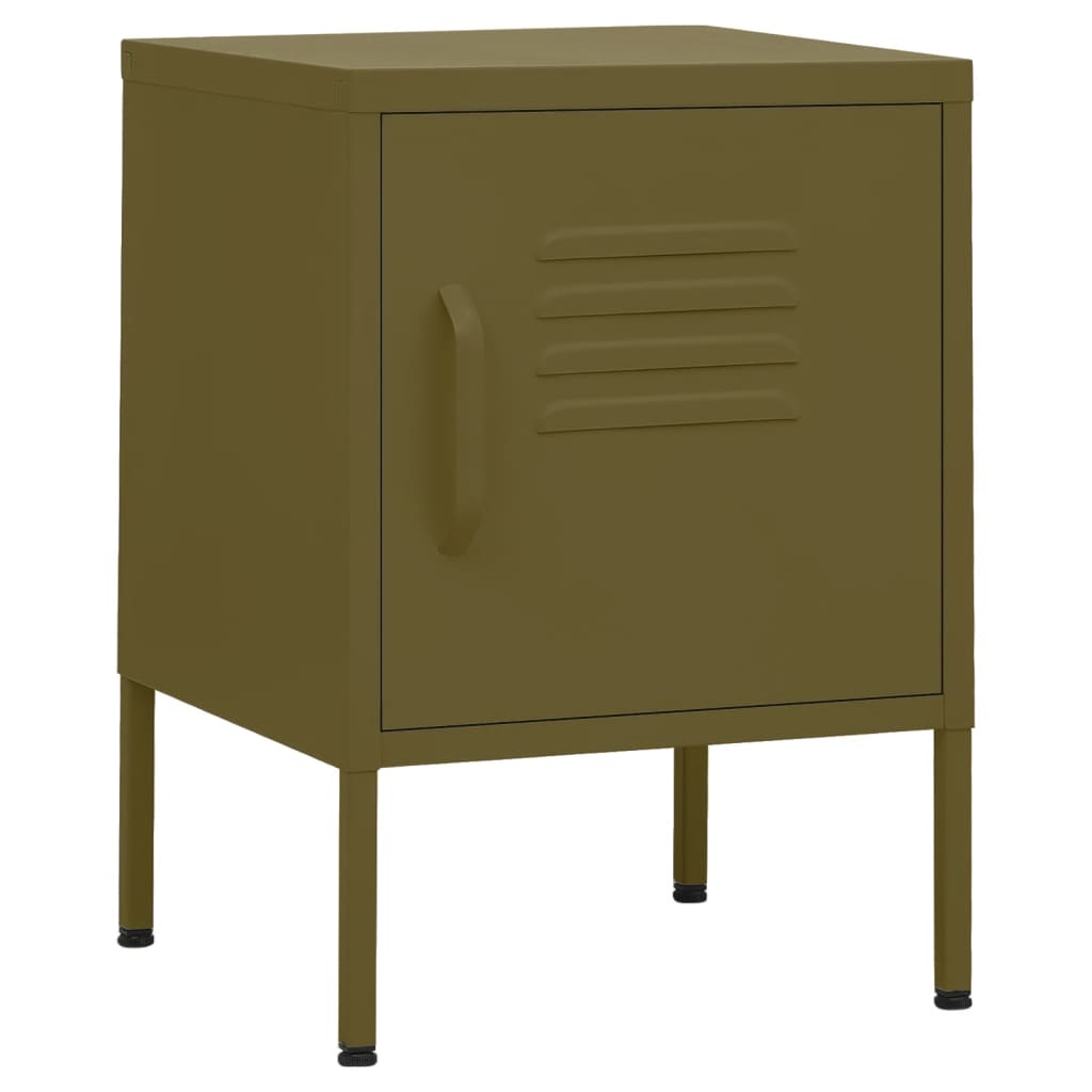 Nightstands 2 pcs Olive Green 35x35x51 cm Steel